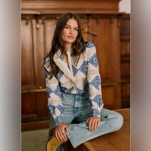 Sezane Blue Diamond beautiful blouse- new w/o tag